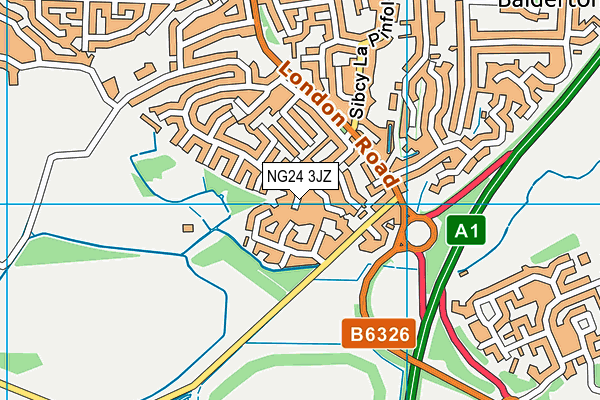 NG24 3JZ map - OS VectorMap District (Ordnance Survey)