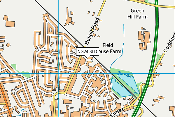 NG24 3LD map - OS VectorMap District (Ordnance Survey)