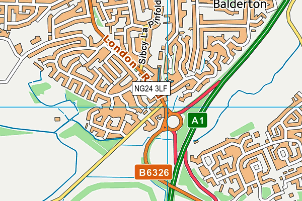 NG24 3LF map - OS VectorMap District (Ordnance Survey)