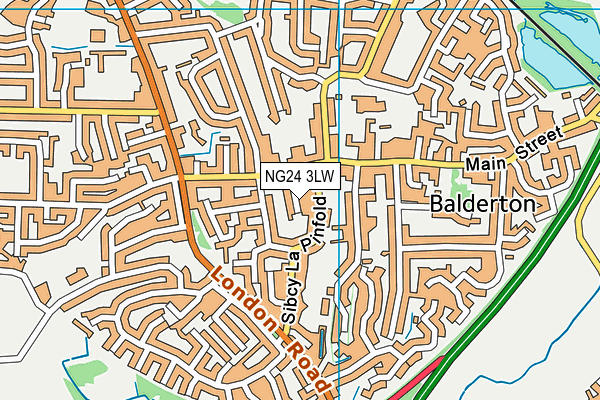 NG24 3LW map - OS VectorMap District (Ordnance Survey)