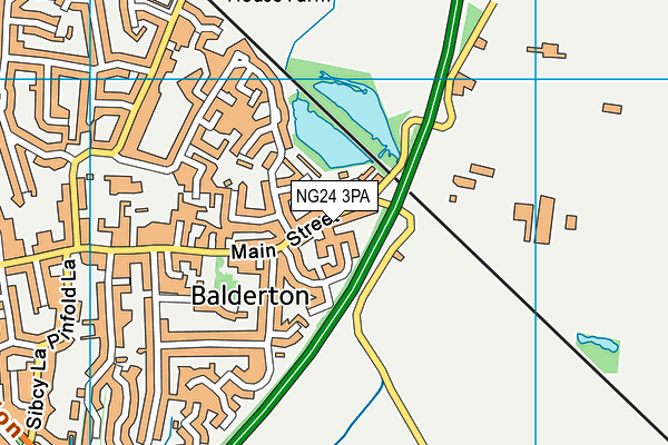 NG24 3PA map - OS VectorMap District (Ordnance Survey)