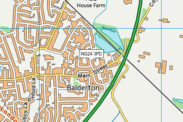 NG24 3PD map - OS VectorMap District (Ordnance Survey)