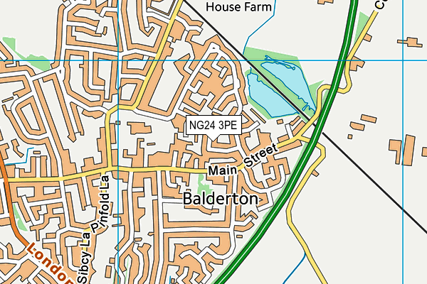 NG24 3PE map - OS VectorMap District (Ordnance Survey)