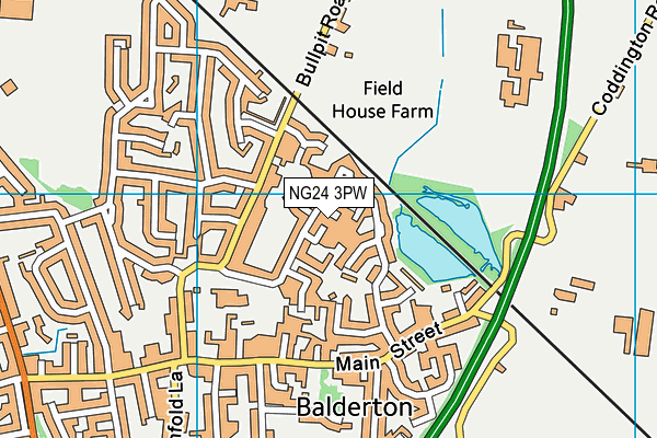 NG24 3PW map - OS VectorMap District (Ordnance Survey)