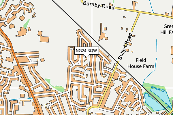 NG24 3QW map - OS VectorMap District (Ordnance Survey)