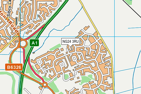 NG24 3RU map - OS VectorMap District (Ordnance Survey)