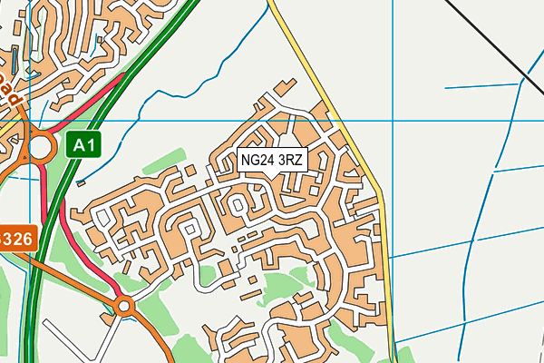 NG24 3RZ map - OS VectorMap District (Ordnance Survey)