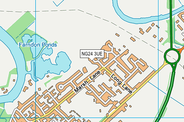 NG24 3UE map - OS VectorMap District (Ordnance Survey)