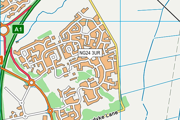 NG24 3UR map - OS VectorMap District (Ordnance Survey)