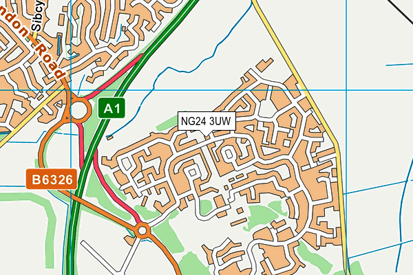 NG24 3UW map - OS VectorMap District (Ordnance Survey)