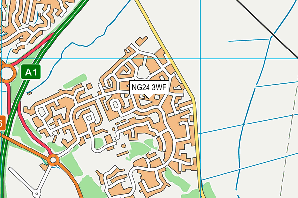 NG24 3WF map - OS VectorMap District (Ordnance Survey)