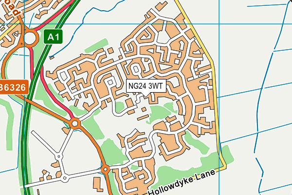 NG24 3WT map - OS VectorMap District (Ordnance Survey)