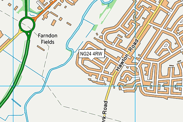 NG24 4RW map - OS VectorMap District (Ordnance Survey)