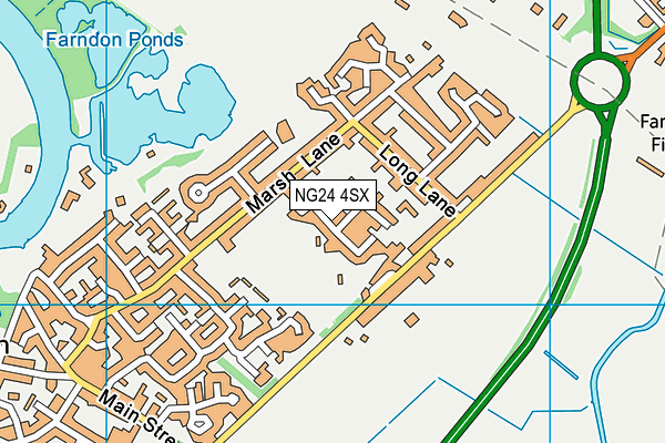 Marsh Lane Playing Fields (Farndon Cricket Club) map (NG24 4SX) - OS VectorMap District (Ordnance Survey)