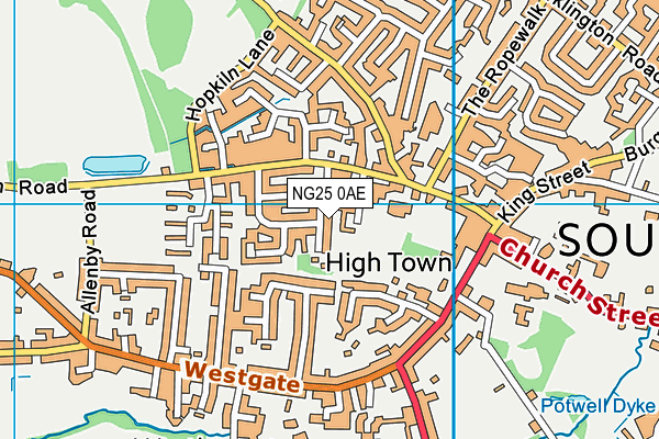 NG25 0AE map - OS VectorMap District (Ordnance Survey)