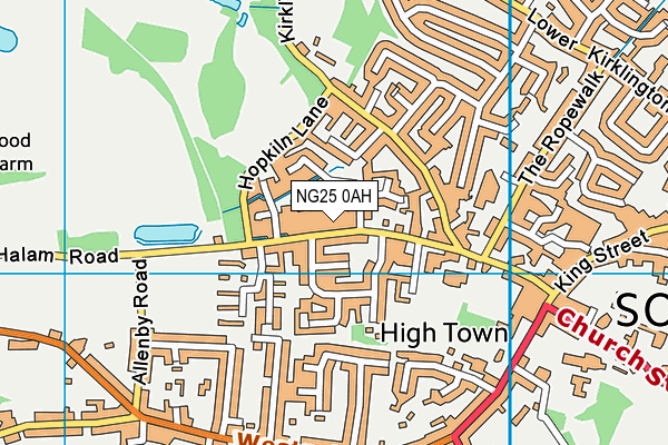 NG25 0AH map - OS VectorMap District (Ordnance Survey)