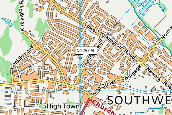 NG25 0AL map - OS VectorMap District (Ordnance Survey)