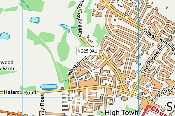 NG25 0AU map - OS VectorMap District (Ordnance Survey)