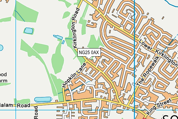 NG25 0AX map - OS VectorMap District (Ordnance Survey)