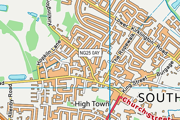 NG25 0AY map - OS VectorMap District (Ordnance Survey)