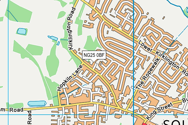 NG25 0BF map - OS VectorMap District (Ordnance Survey)
