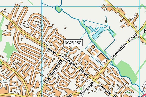 NG25 0BG map - OS VectorMap District (Ordnance Survey)