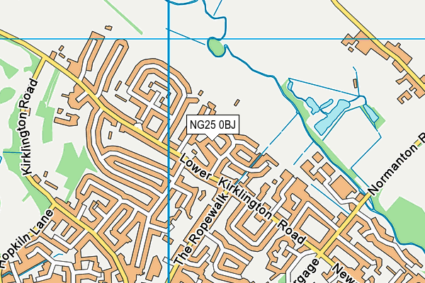 NG25 0BJ map - OS VectorMap District (Ordnance Survey)