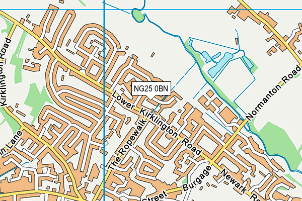 NG25 0BN map - OS VectorMap District (Ordnance Survey)