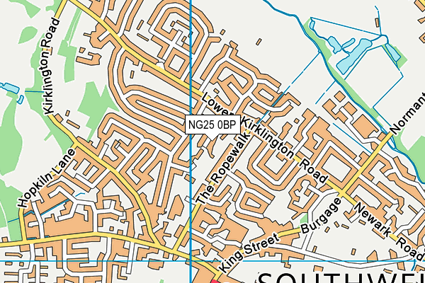 NG25 0BP map - OS VectorMap District (Ordnance Survey)