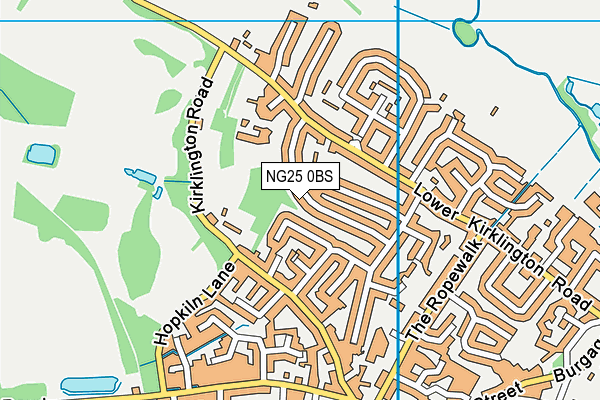 NG25 0BS map - OS VectorMap District (Ordnance Survey)