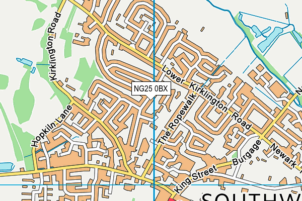 NG25 0BX map - OS VectorMap District (Ordnance Survey)