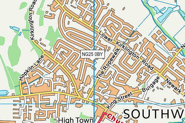 NG25 0BY map - OS VectorMap District (Ordnance Survey)