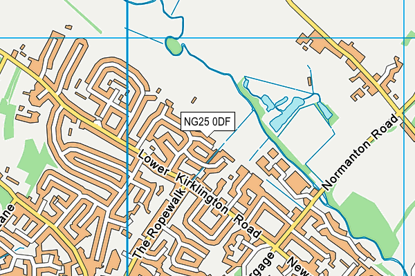 NG25 0DF map - OS VectorMap District (Ordnance Survey)