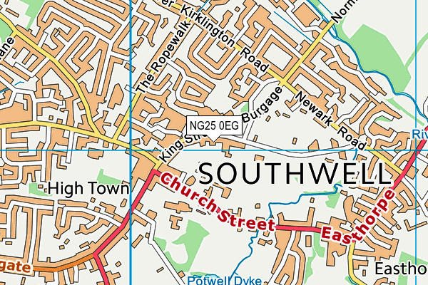 NG25 0EG map - OS VectorMap District (Ordnance Survey)