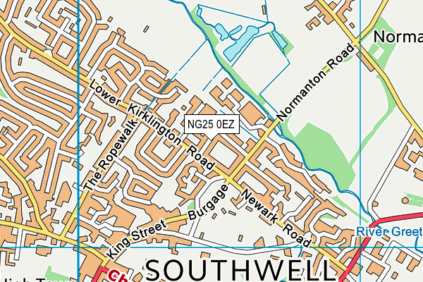 NG25 0EZ map - OS VectorMap District (Ordnance Survey)