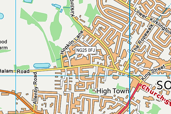 NG25 0FJ map - OS VectorMap District (Ordnance Survey)