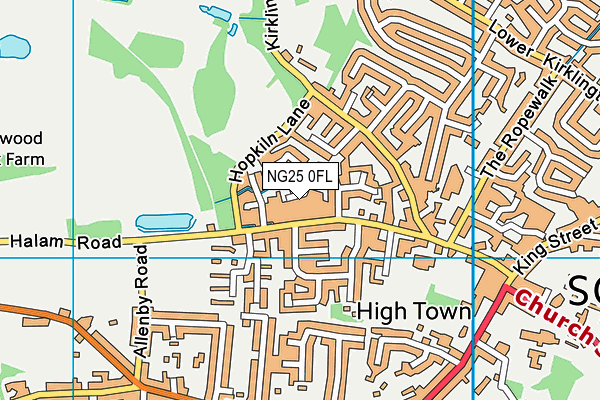 NG25 0FL map - OS VectorMap District (Ordnance Survey)