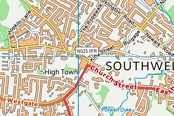 NG25 0FR map - OS VectorMap District (Ordnance Survey)