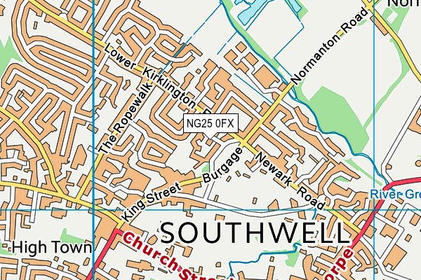 NG25 0FX map - OS VectorMap District (Ordnance Survey)