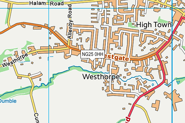 NG25 0HH map - OS VectorMap District (Ordnance Survey)