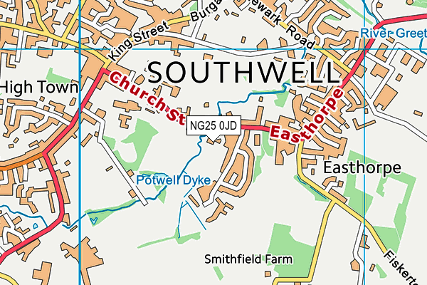 NG25 0JD map - OS VectorMap District (Ordnance Survey)