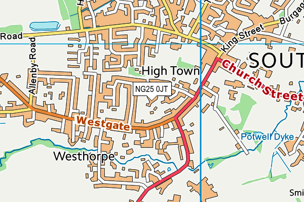 NG25 0JT map - OS VectorMap District (Ordnance Survey)