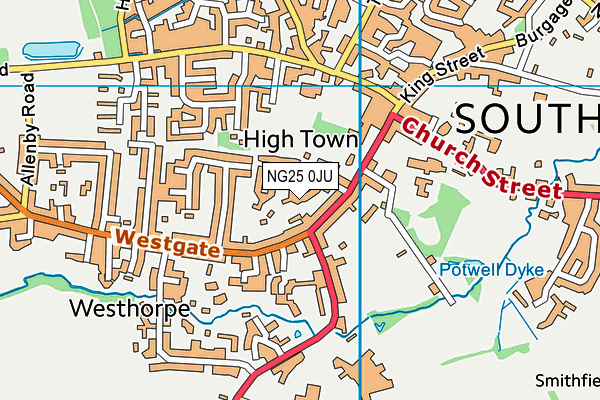 NG25 0JU map - OS VectorMap District (Ordnance Survey)