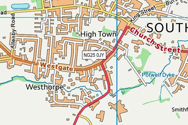 NG25 0JY map - OS VectorMap District (Ordnance Survey)