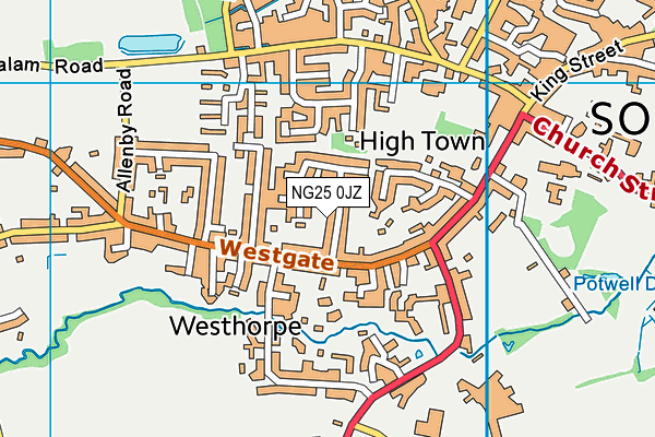 NG25 0JZ map - OS VectorMap District (Ordnance Survey)