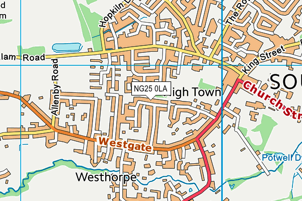 NG25 0LA map - OS VectorMap District (Ordnance Survey)