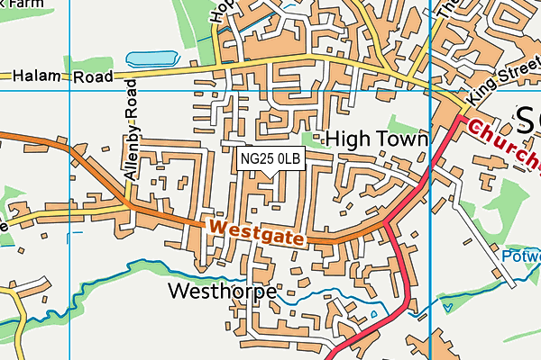 NG25 0LB map - OS VectorMap District (Ordnance Survey)
