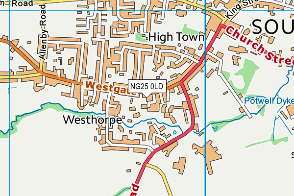 NG25 0LD map - OS VectorMap District (Ordnance Survey)
