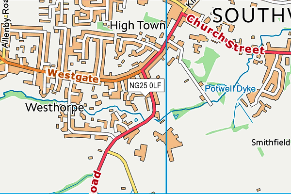 NG25 0LF map - OS VectorMap District (Ordnance Survey)