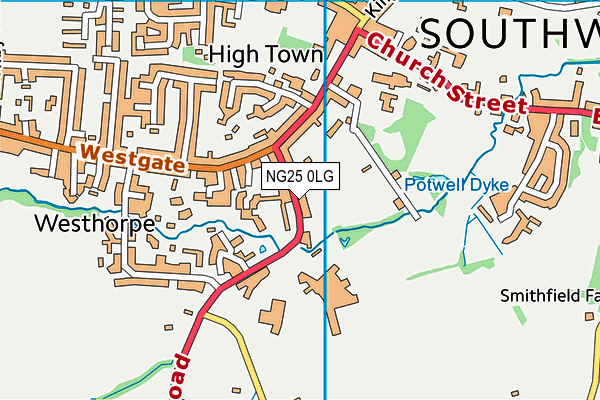 Southwell Leisure Centre map (NG25 0LG) - OS VectorMap District (Ordnance Survey)
